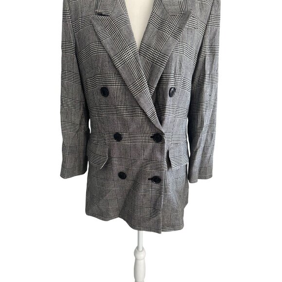 FRAME Relaxed Everyday Gray Glenplaid Double Breasted Blazer Jacket Size Small - Picture 4 of 8